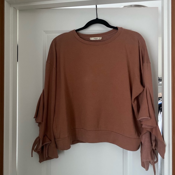 Mango Ruffle Arm Frill Sweatshirt - Picture 7 of 7